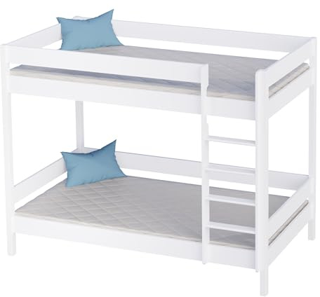 KidsComfort Etagenbett 180x80 cm Weiß Für Kinder Ohne Matratze Hochbett +6 Jahre Stockbett Aus Holz Ideal Für Geschwisterzimmer Platzsparendes Design I Kinderbett