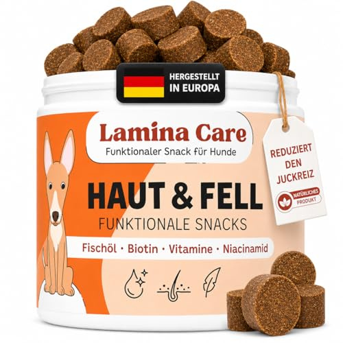 Lamina Care – Snacks funcionales para Piel y Pelo con levadura de Cerveza en Polvo y vitaminas Perro, Alivia alergia Perros, picores Perro Piel y caída del Pelo, Omega 3 Perros, 90 chuches