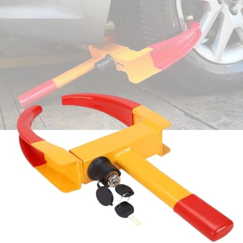 Car Wheel Clamp Anti-Theft Lock – Heavy Duty Adjustable Trailer, Caravan, Van & Motorbike Security Device – Durable Steel Immobiliser with 2 Keys, Anti-Scratch Rubber Coating