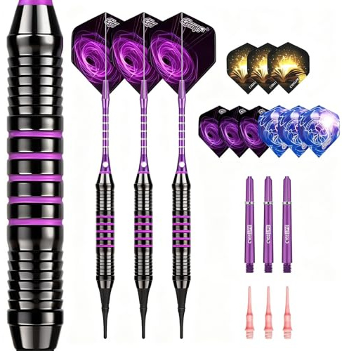 Yagaspantery Juego de 3 Dardos Punta Suave, Dardos con Punta plástico, Kit de Dardo, dardoss electrónicos con Caja Almacenamiento, Desmontable y Duradero, Ideal para Regalar