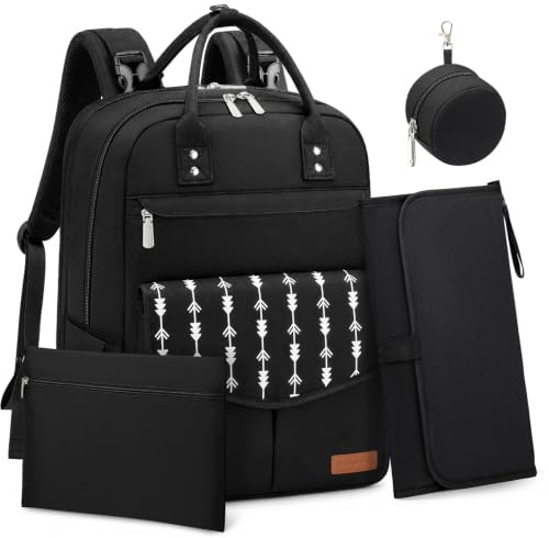 RAINSMORE Baby Changing Bag Backpack Insulated Bottle Pocket Nappy Bag