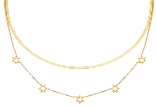 NBYGSC Davidsstjärna halsband för kvinnor och män, 925 sterling silver Davidsstjärna hänge Hexagram dubbellagerkedja, judisk stjärna halsband kvinnor, Davidsstjärna halsband för män