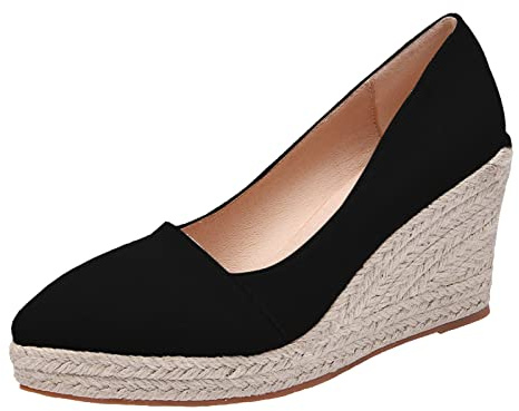 2026 Mode Toe Slip On Espadrilles fritidsskor dam höga klackar jute sula sandaler