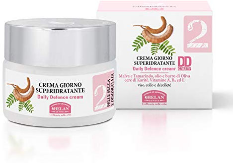 Helan, Linea Viso 2, Crema Giorno Donna, Super Idratante per Pelle Secca, Protezione Cutanea di Viso e Collo, con Estratti di Malva e Tamarindo, Vitamina B5 ed E, 50 ml - Made in italy