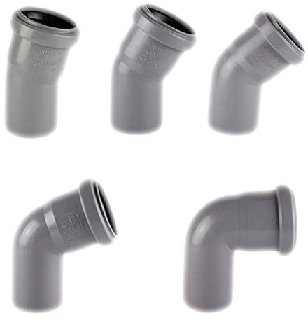MegaHaustechnik HT Bogen Winkel 67° Grad Verbinder für Rohr Außendurchmesser 40mm 4,0cm DN40 mit Steck Muffe + Gummi Dichtung Abwasser Abfluss Leitung Kunststoff PP grau Kanalrohr Fitting HTB