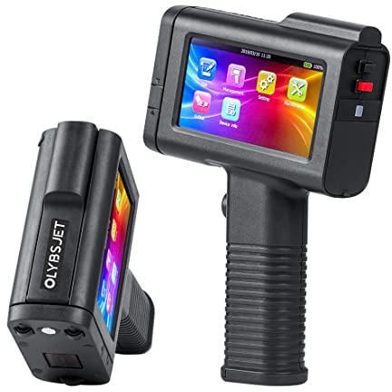 OLYBSJET Tragbarer Handdrucker, Hand Tintenstrahldrucker (BT-HH6105B2) mit 4,3 Zoll HD Touchscreen,Handheld Inkjet Printer für Datum/Logo/Barcode/QR-Code/Grafik/Seriennummer (Unterstützt 17 Sprachen)