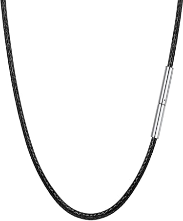 PROSTEEL 2mm schwarz geflochten Lederkette für Damen Herren 55cm/22 Lederband Kunstleder Halskette/Armband Ersatzkette für Anhänger mit Edelstahl Verschluss Unisex Schmuck Accessoire