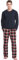Vlazom Herren Pyjama Set Lang Zweiteiliger Schlafanzug Herren Kariert Flanell Hose und einfärbiger T-Shirt(M,Stil B-Dunkelblau Top+Rot Karierte Hose)
