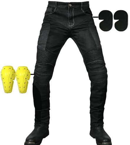 SHUOJIA Pantaloni Da Uomo E Da Donna Per Motociclismo, Moto Biker Jeans Rinforzato Protezione Pantaloni Moto Pantaloni In Denim Pantaloni Da Corsa (A2,XL)