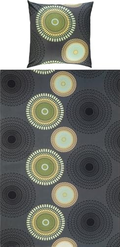 REDBEST Bettwäsche Biber Mandalas anthrazit-grün Größe 80x80 cm / 135x200 cm - mollig warm, temperaturausgleichend, mit Reißverschluss