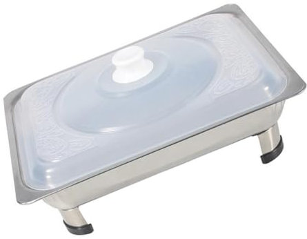 PRETYZOOM Stainless Steel Square Buffet Stove Four Legs Buffet Food Tray Restaurant Accessory for Catering and Banquet Use