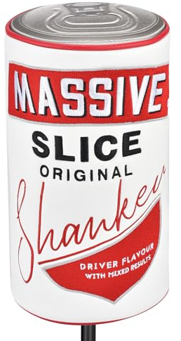 Shanker Golf Driver Headcover - Massive Slice Can Shaped Funny Driver Cover - Tour Grade PU Leather Golf Club Cover with Embroidered Pattern