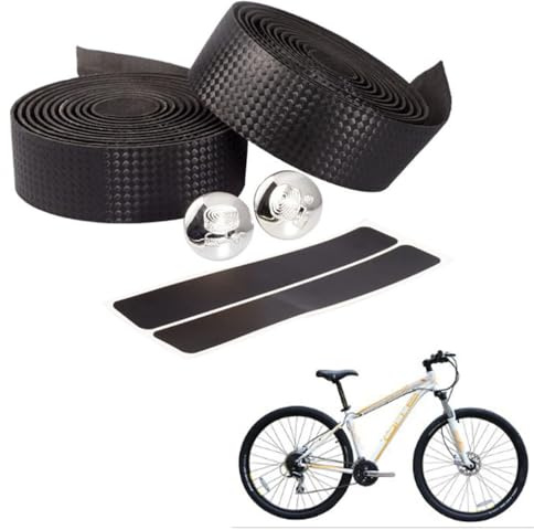Armastuse Cycling Ribbon Vélo, Ruban Guidon, pour vélos de route et cyclisme urbain, avec bouchons de guidon en alliage d'aluminium,noir