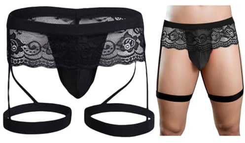 VemeFufu Perizoma Jockstrap per uomo sexy Suspensorio Pizzo Perizoma Slips Filo Intimo Thong Sportivo Atletico Slip Traspirante Elastici Mankini Maschio 1 Pezzo Nero, 1 confezione B. Nero, Taglia