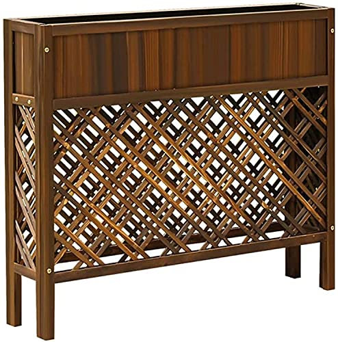 Support de plantes en bois - Jardinière surélevée avec cloison de séparation pour intérieur et extérieur - Clôture de fleurs en bois et récipient inclus
