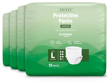 by Amazon Unisex-Superhosen, Größe L – 48 Stück (4 Packungen mit 12 Stück)