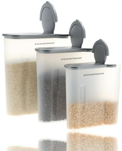 Bocaux de Conservation 3 Pièces - Boîtes à Saupoudrer Hermétiques Blanc - Boîtes Fraîcheur pour Céréales et Aliments - Organisateur de garde-manger - 4L, 2,4L, 1,3L