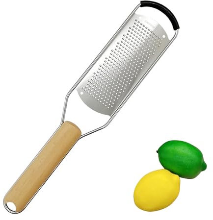 1 râpe à fromage en acier inoxydable avec poignée en bois naturel pour parmesan, citron, gingembre, fromage, noix de muscade, pomme de terre, chocolat et ail, petite râpe à parmesan, râpe à