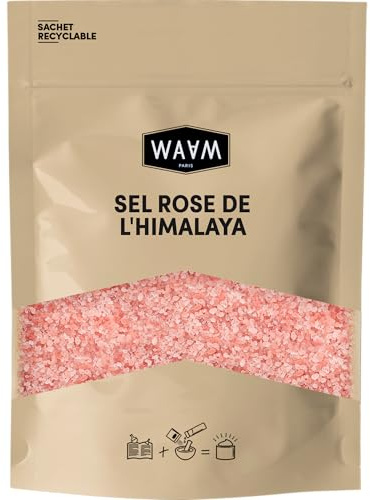 WAAM Cosmetics – Sel rose de l’Himalaya– 100% pur et naturel – Sel exfoliant et détoxifiant – Pour bains et gommage du corps – 500g