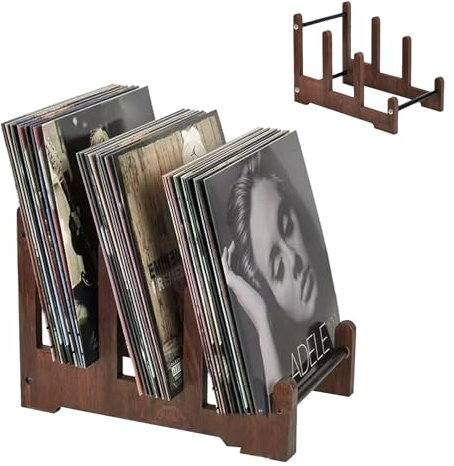 BONJUME Étagère en bois pour disques vinyles - Organisation de magazines et livres - Décoration - 37 x 27 x 24 cm