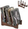BONJUME Expositor De Discos De Madera, Soporte Para Discos De Vinilo Almacenamiento De Discos Revistas Libros Soporte Decoración De Discos Estantería Para Vinilos Portafolletos - 37x27x24cm
