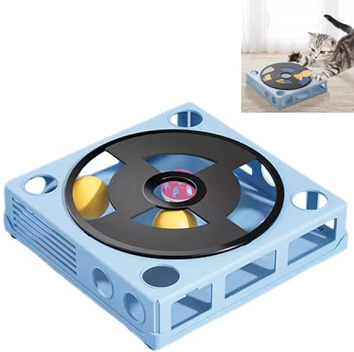 Smaoqingji Interactive Cat Toy Intelligence Toy for Cats - 1 Piece, Blue, Fumbling Board for Cats, Ensure Your Pet Can Play and Eat Safe and Healthy