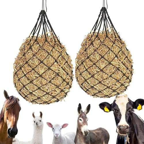 AIYJWXINP Filet à foin pour chevaux - Accessoires pour chevaux - Sac à foin pour chevaux - Râtelier à foin - Filet d'alimentation avec design de sac à foin - Contrôle de la vitesse d'alimentation