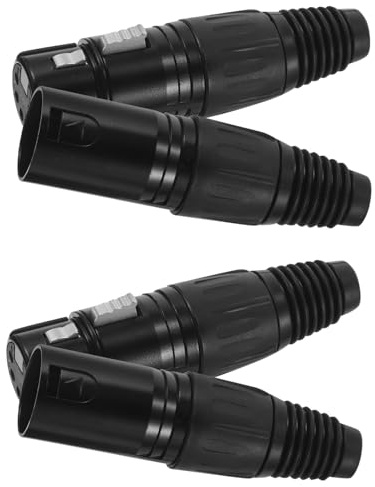 DECORNIJIA 4 pièces Connecteurs XLR Broches Adaptateurs Micro Mâle et Femelle Cuivre Plaqué Argent Remplacements de Câbles Audio Noirs pour Consoles et Microphones Professionnels