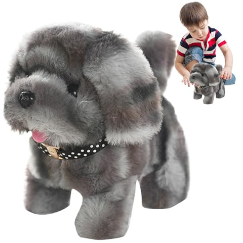 Generico Giocattolo per cani da passeggio, Cane giocattolo elettronico | Giocattolo da passeggio animato - Cucciolo di peluche interattivo, cane elettronico da realistico adorabile per uso interno ed