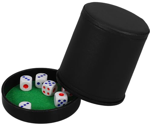 LOPUNER 1 set tärningskopp med lock, inkluderar 6 tärningar, shakerkopp, PU-läderyta, sammetsinredning, tyst vid skakning, för barfest, lögnare, brädspel/pokerspel