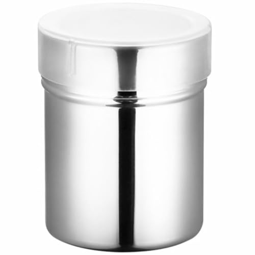 jojofuny Flour Shaker Spice Tin with Perforations Stainless Steel for Coarse Spices Easy to Carry Baking Supply Container for Home Kitchens