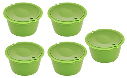 SIXRUN Kaffekapsel Återanvändbar Kaffefilterkopp 5-pack 50 Ml Livsmedelsklassad ABS och 304 Rostfritt Stål med Sked för -maskiner Hemmakontor Kaffeälskare (Grön)