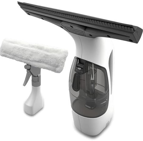 Aspirador de ventana con batería con función de pulverización – 3 en 1 limpiador de cristales para aspirar, limpiar y rociar, sin rayas, para ventanas, espejos, azulejos y superficies lisas