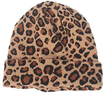 VALICLUD Slouchy Beanie Hat for Women Fashion Leopard Knit Hat Warm Winter Cheetah Hats Animal Print Beanie Hat
