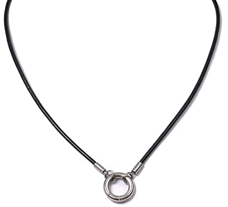 Auroris Lederkette schwarz 2mm mit Karabiner-Ring aus Edelstahl Länge 50cm