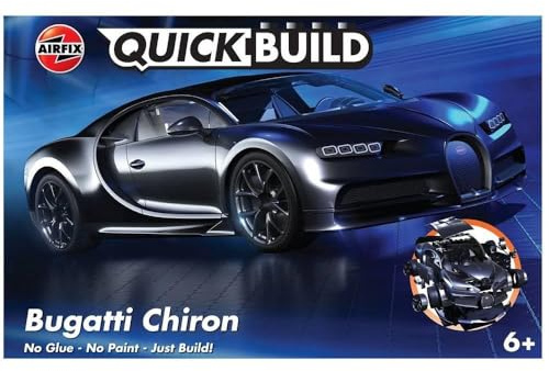 Airfix QUICKBUILD Model Car Kit - J6025 Bugatti Chiron Black Building Kit for Kids 6+, Construction Toys for Boys, Model Making with No Glue - Classic Vehicle Gifts Plastic Craft Set
