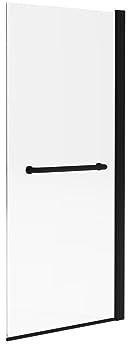 Vente-unique-Mampara para bañera con toallero de metal negro mate de estilo industrial - 70 x 140 cm - TOBIN