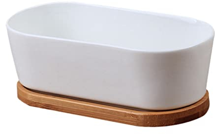 Yardwe 2 Stück Ovaler Keramik-Blumentopf Dekoration Für Zuhause Outdoor Pflanzgefäße Blumenkästen Pflanzgefäße Hydroponik-Pflanzgefäß Blumendekor Keramik-Blumentopf Rechteckig