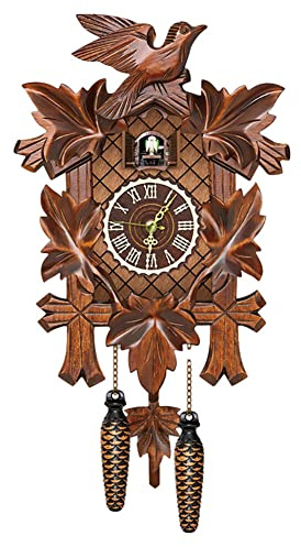 URFEDA Horloge Murale Coucou Qui Chante, Bois Arbre Maison Horloge Murale, Horloge Murale Décorative avec Pendule Et Fonction de Sonnerie, Horloge Murale Silencieuse Moderne pour La Décor de Salon