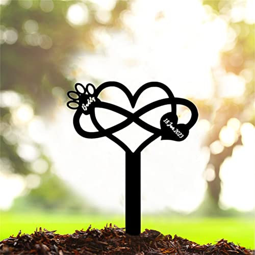 Collienght Personalized Cross Stake Metal Dog Paw Marker Pet Memorial Grave Sign Garden Plaque Pet Loss Sympathy Gift Outdoor Remembrance Stake for Pet Lover Family