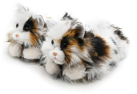 Onmygogo Novelty Animal Slippers for Women Men and Kids, Indoor Furry Fuzzy Winter Cat Plush Slippers For Adult