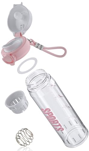 PZMLOASN Shaker, shaker per proteine a tenuta stagna, con cuscinetto a sfera, per allenamento in palestra, fitness e viaggi, 560 ml, colore: rosa