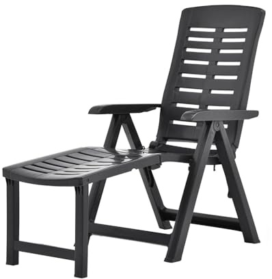 VIRSUS Poltrona Pieghevole da Giardino con Poggiapiedi di colore ANTRACITE, Misura 60x108x109 cm, Sedia Reclinabile Multiposizione Regolabile per Esterno, Made in Italy -ARIZ008F