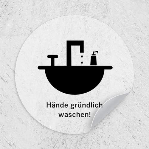 iSecur Aufkleber Toilette WC Hände waschen I Ø 9 cm matt transparent klar I Folie selbstklebend I hin656