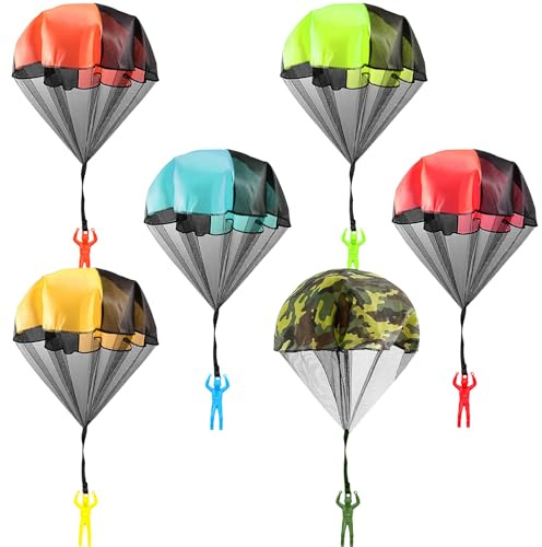 LTHERMELK Juego de 6 Juguetes de Paracaidista para niños al Aire Libre para emocionantes Juegos de cumpleaños Infantiles, Regalo para pequeños exploradores