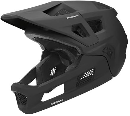 Qianly Adult Mountain Bike Helmet with Removable Chin Guard for Full Face Protection, Black