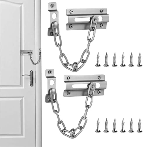 2 x Türkette aus Edelstahl, Sicherheitskettenschloss für Haustür, robuste Sicherheitskette, Türschloss, Diebstahlschutz, Innentürschloss, geeignet für Zuhause, Hotel, Schlafzimmer