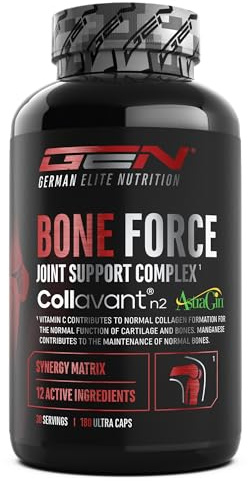 Bone Force - Complesso Articolare Premium con Collavant® N2 (Collagene di Tipo II), AstraGin®, Glucosamina, MSM, Condroitina, Cissus e Acido Ialuronico - 180 Capsule Ultra