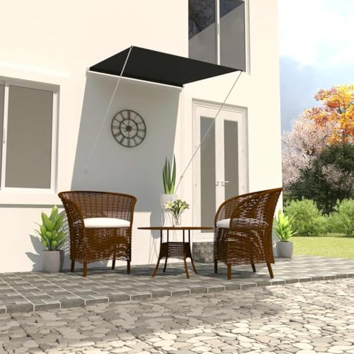 Mokuyary Infällbar markis 100 x 150 cm antracit klämmarkis balkongmarkis höjdjusterbar solskydd för fönster balkong terrass trädgård