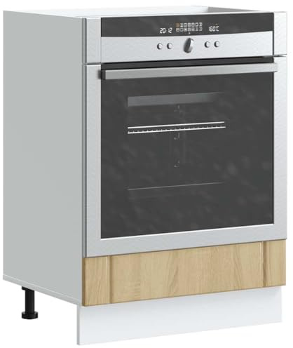 Zeehear Sonoma - Armadietto in legno di quercia Lucca, 60 x 46 x 81,5 cm, piedini regolabili, armadio da cucina con ampio spazio per forno e microonde, facile da pulire